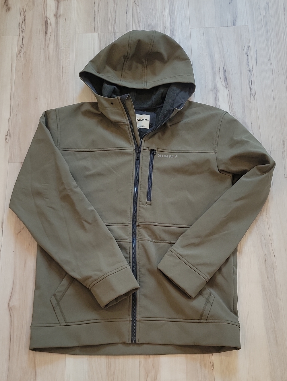 Simms Olive Green Hooded Softshell with Chest Zip